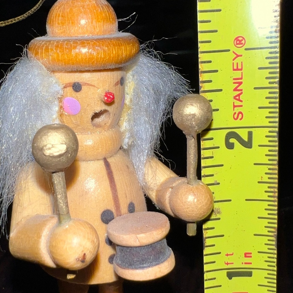 Wooden Clown Toy with Drum and Mallets
